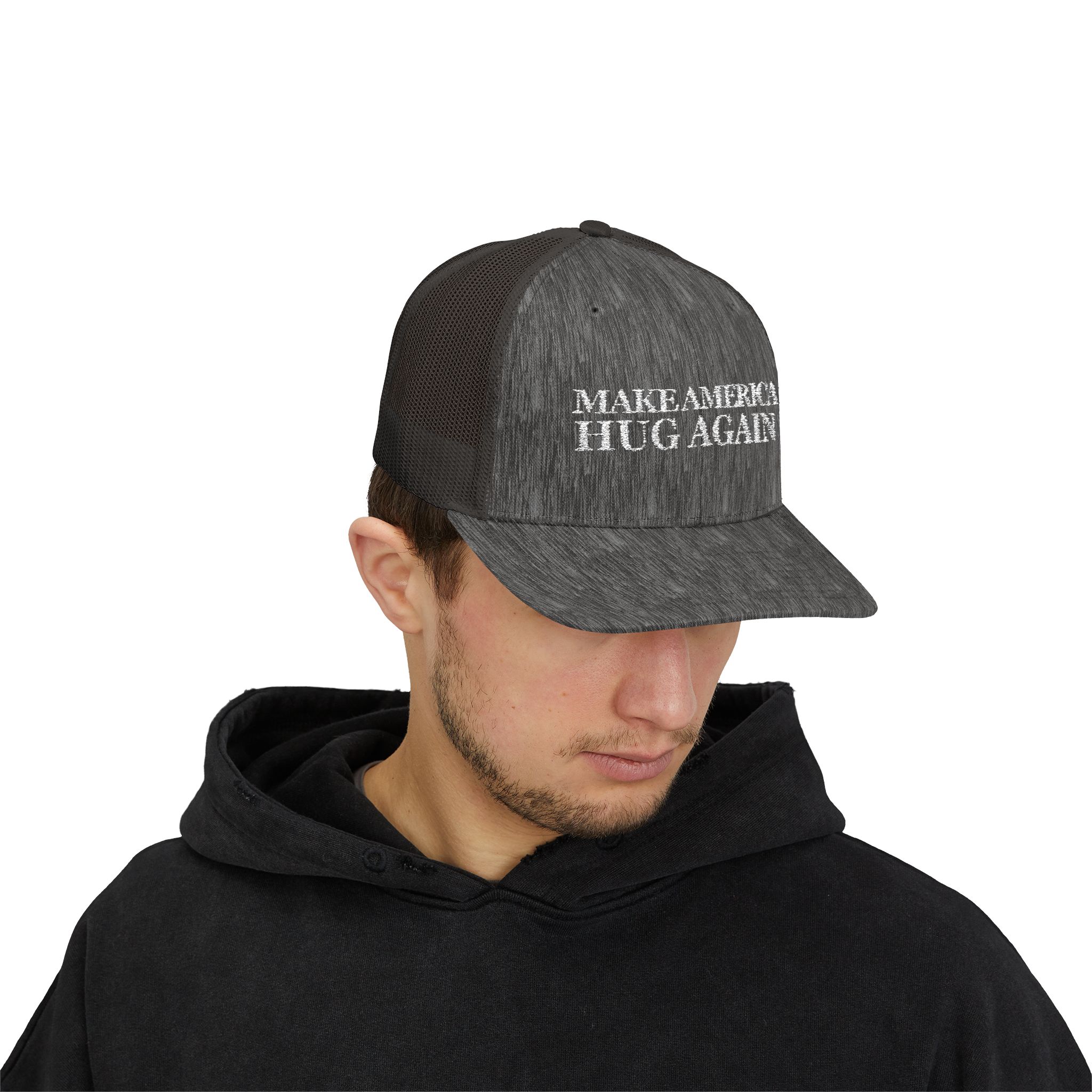 Make America Hug Again Snapback Trucker Cap - Make America Hug Again, Funny Hat, Gift for Friends, Father's Day, Casual Wear - Image 7